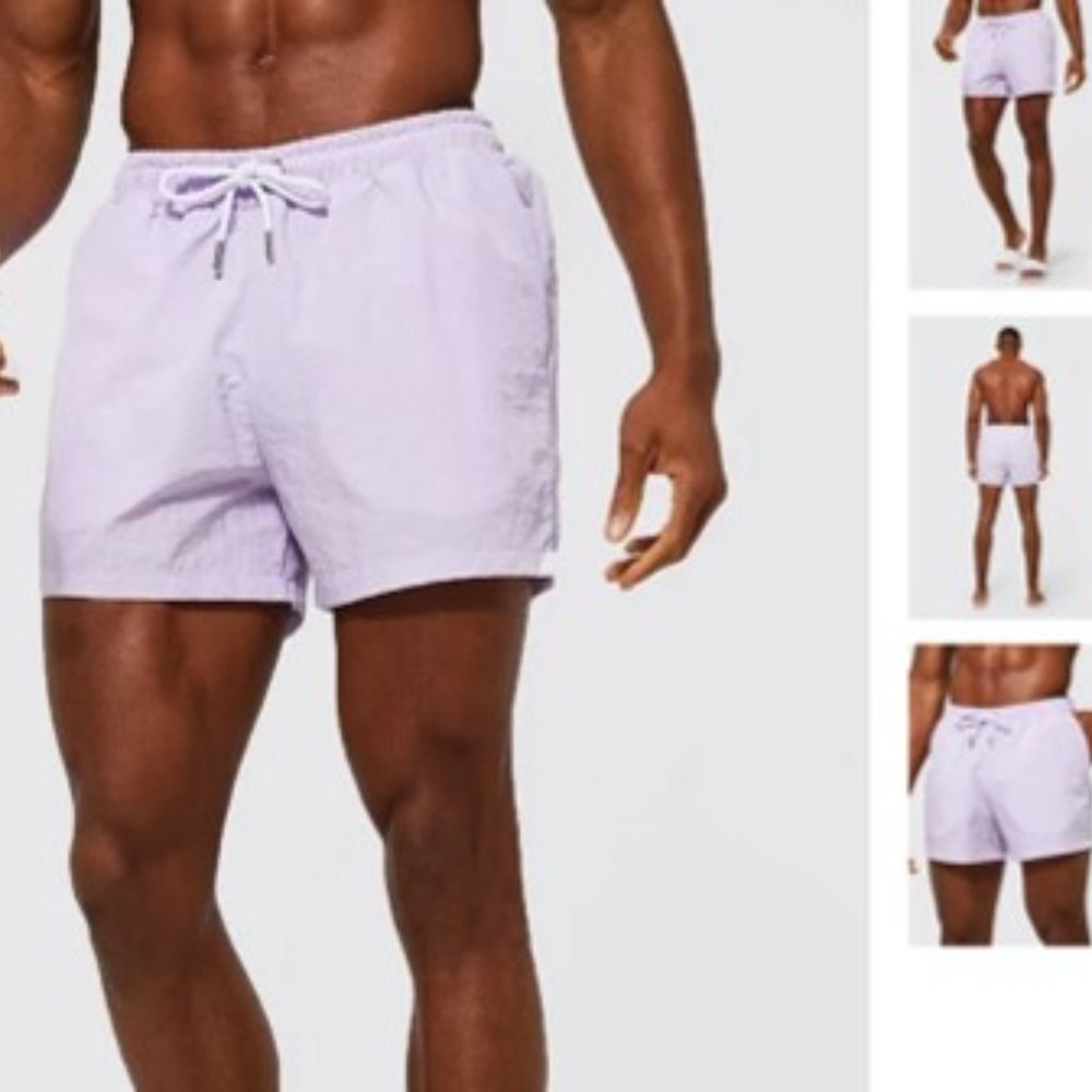 NWT boohooMAN SHORT LENGTH CRINKLE SHELL SWIM SHORTS